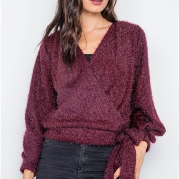 Fuzzy Love Wrap V-neck Sweater ❤️ - Picture 2 of 5